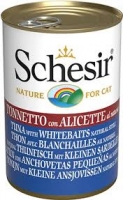 Schesir Tuna консерви для кішок, вологий корм тунець з анчоусами в бульйоні банку 140 г