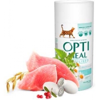 OptiMeal сухий корм для стерилізованих котів індичка та овес 650г