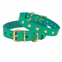 BronzeDog Нашийник для собак з прикрасою шкіра золото 1,8/28-36см м'ятний