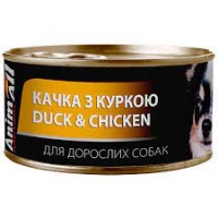 Animall Вологий корм для дорослих собак, качка з куркою, 195г
