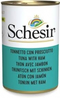 Schesir Tuna консерви для кішок, вологий корм тунець з шинкою в бульйоні банку 140 г