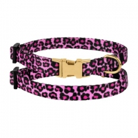 Bronzedog Нашийник капроновий фастекс золото 10мм, леопард рожевий XS