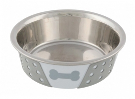 Trixie миска метал. із силіконовим покриттям, біла/сіра 0,4/14см