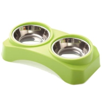  Animall Миска для тварин з підставкою від протікання подвійна, L, 33*18*8.5, 300мл