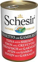 Schesir Tuna консерви для кішок, вологий корм куряче філе з кретками в желе банку 140 г
