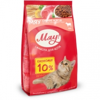  Мяу повнорационный корм для дорослих котів зі смаком м'яса 900г